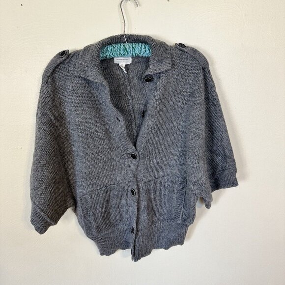 Alpaca Blend Cardigan Sweater Womens Medium Kimono Sleeve Banana Republic Gray - Picture 2 of 7
